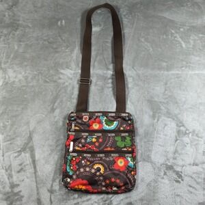 Vintage LeSportsac Crossbody Bag Floral Flowers Boho Bag Colorful 3 Zipper